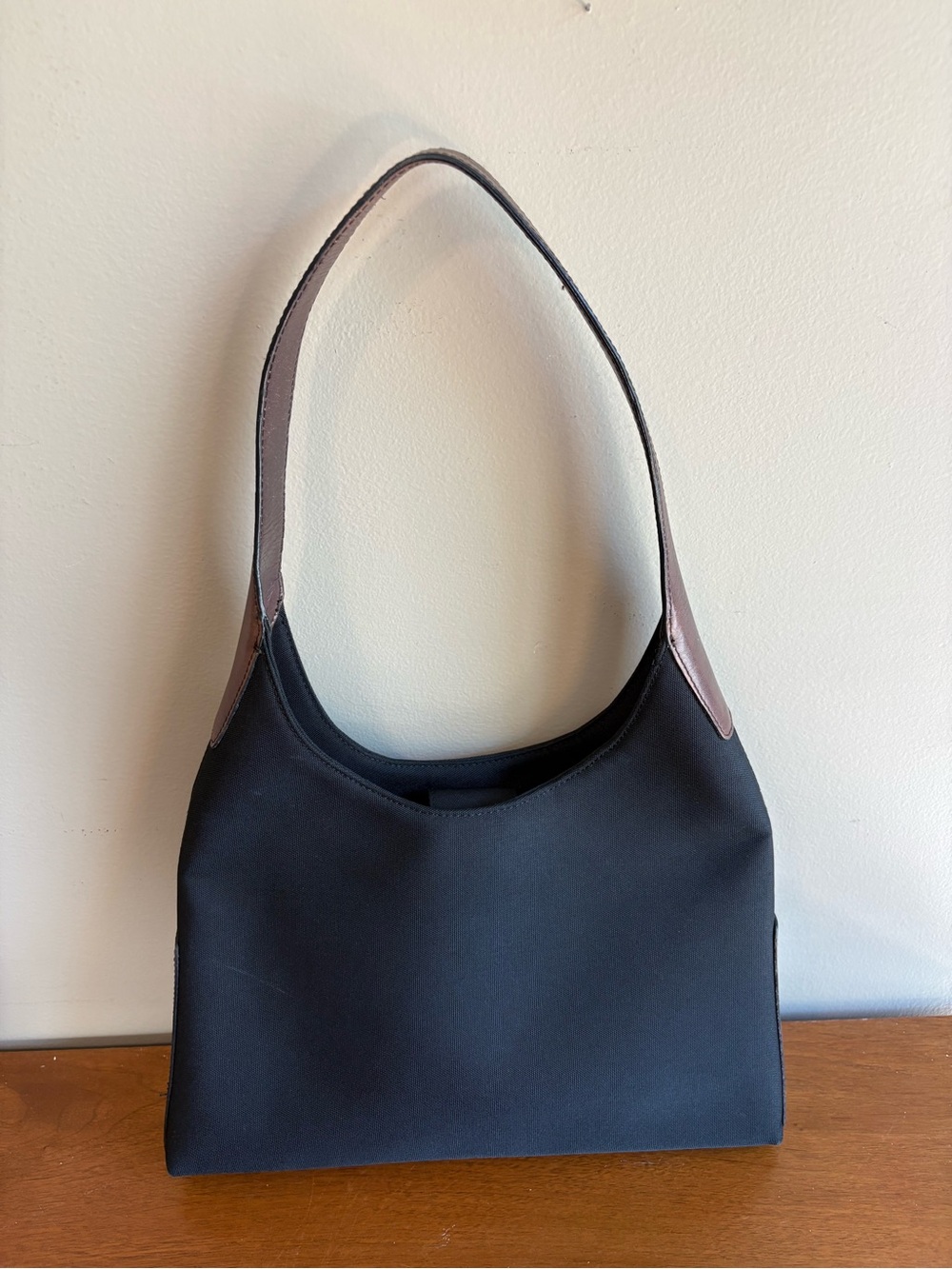 Hobo International Classic Black Shoulder Bag with Brown Accent Strap